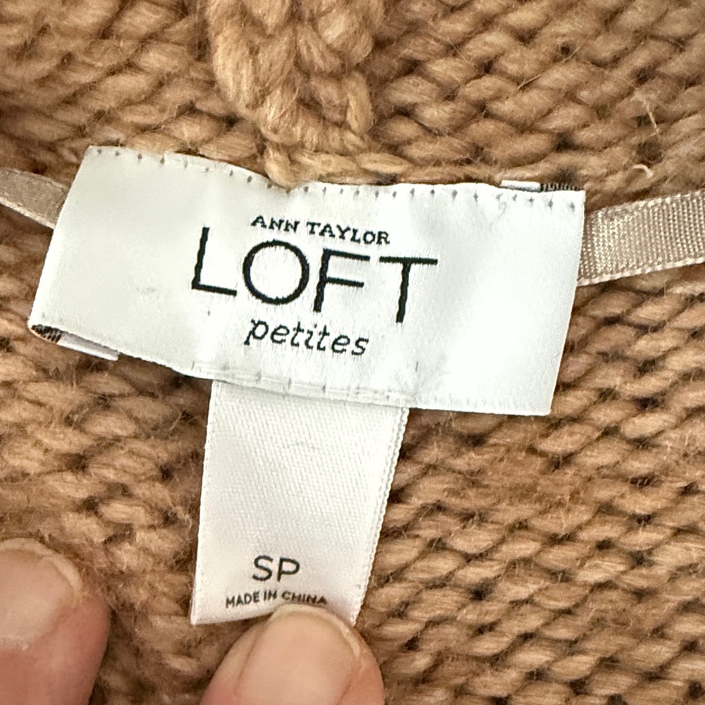LOFT short sleeve hooded wool blend cardigan petite Small - Picture 5 of 9